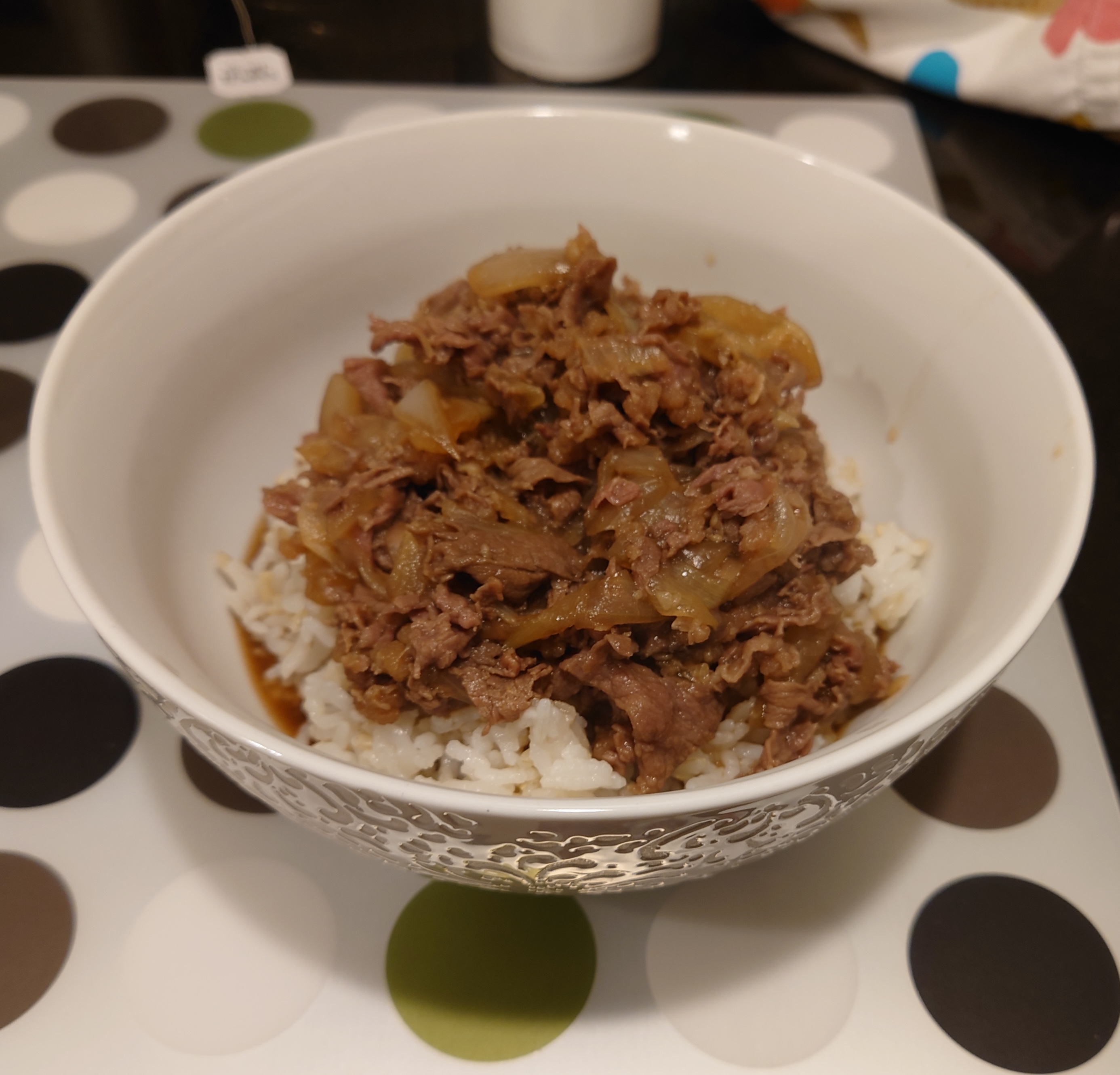 A beef bowl